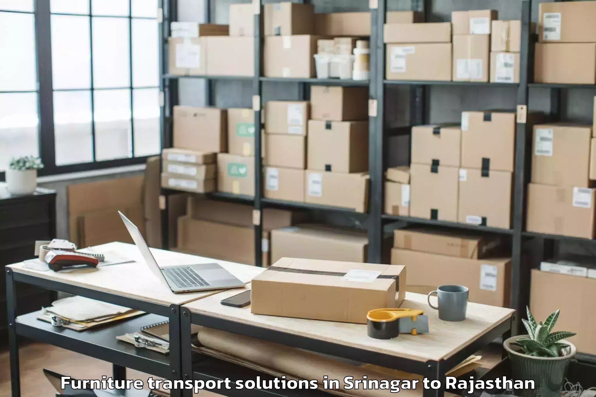 Book Srinagar to Mohangarh Furniture Transport Solutions Online